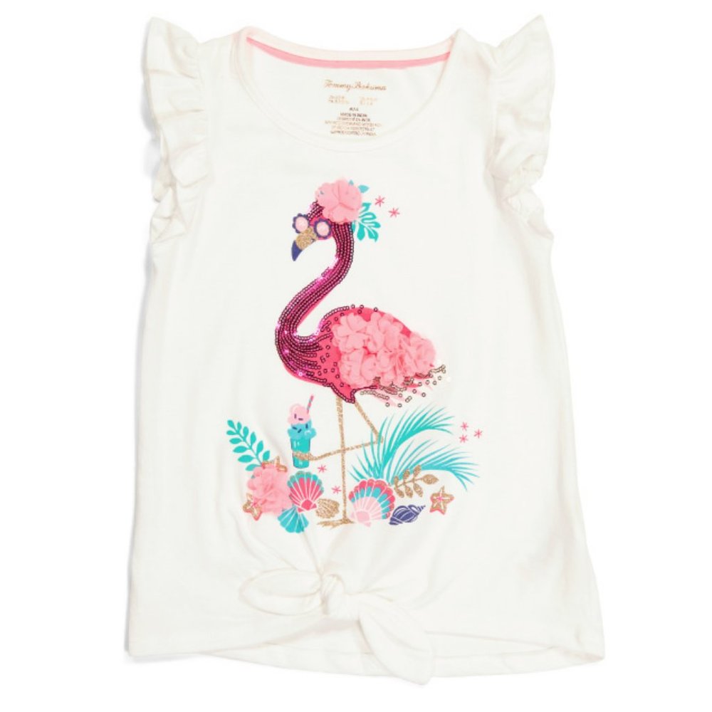 Tommy Bahama Flamingo Sequin Ruffle Tank